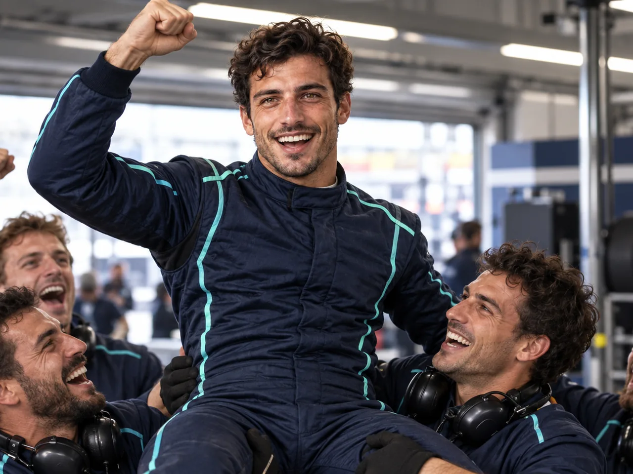 Kai celebrating with his crew